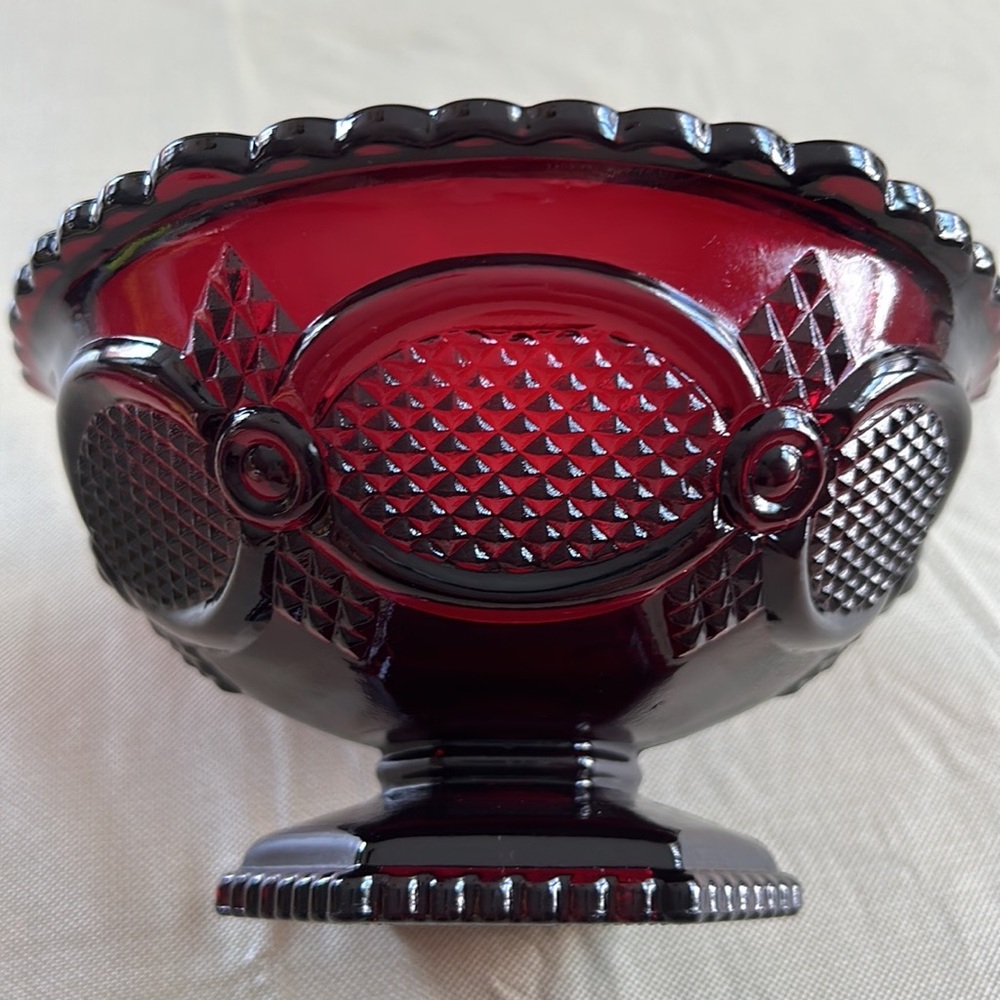 Vintage Avon Cape Cod Ruby  Footed Candy Dish Bowl 6” by Wheaton Glass